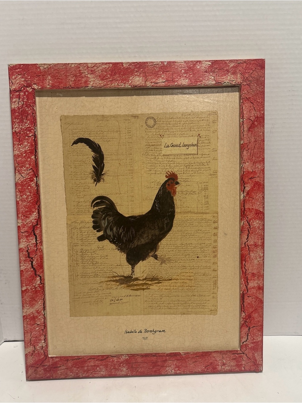 Vintage Framed Lithograph Print by Artist Isabelle de Borchgrave